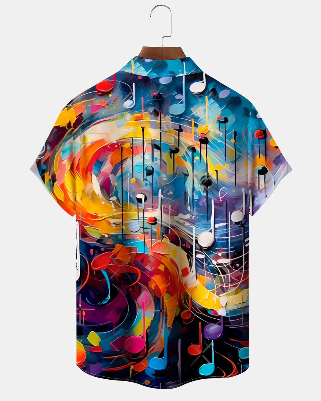 Alohadaddy® Retro Optimized Musical Note Print Art Pocket Button Stretch Men&