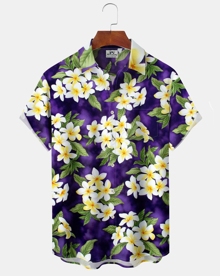 Alohadaddy® Hawaiian Floral Print Art Pocket Stretch Men&