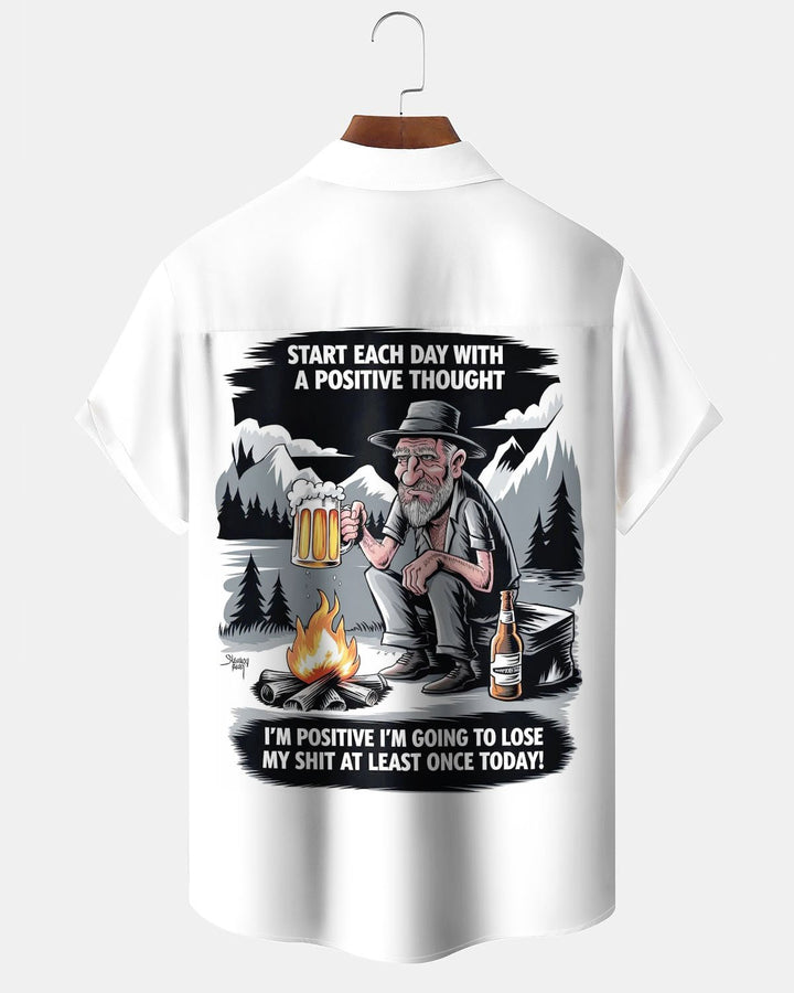 Alohadaddy® Casual Beer Festival Print Art Button Pocket Men&
