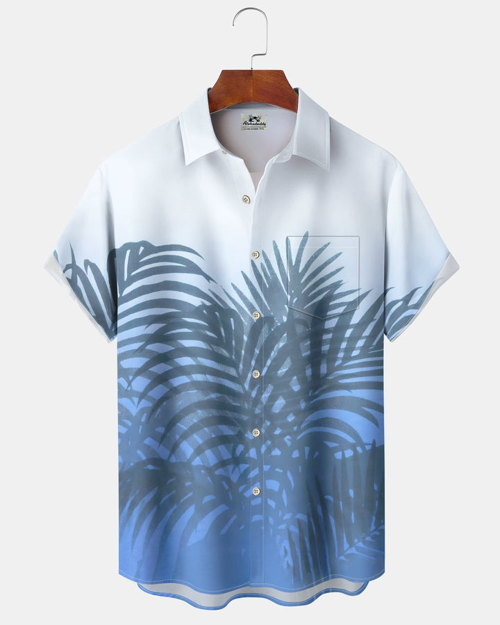 Alohadaddy® Hawaiian Palm Leaf Print Art Button Pocket Cardigan Men&
