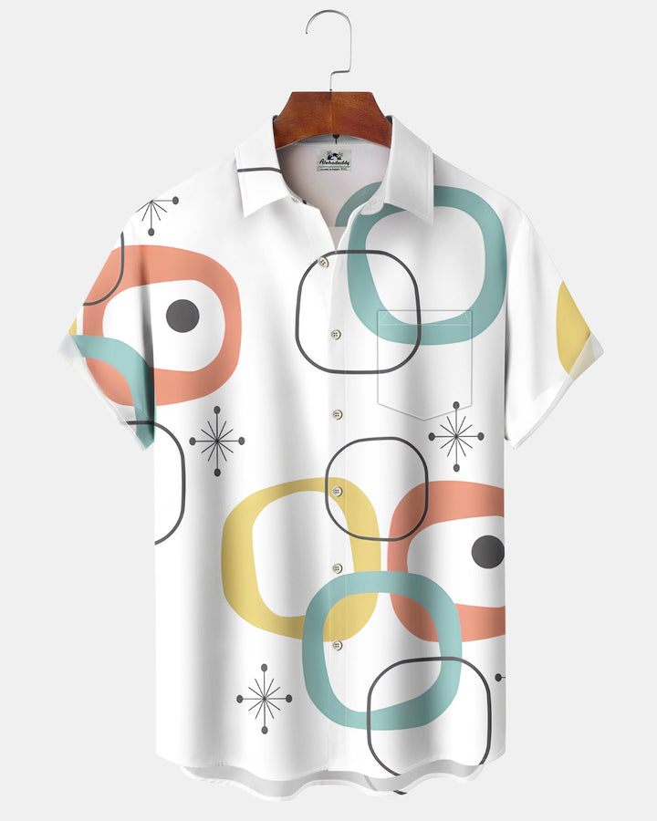 Alohadaddy® Casual Geometric Print Art Button Pocket Cardigan Men&