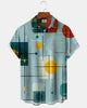 Alohadaddy® Vintage Geometric Print Art Button Pocket Cardigan Men's Short Sleeve Shirt