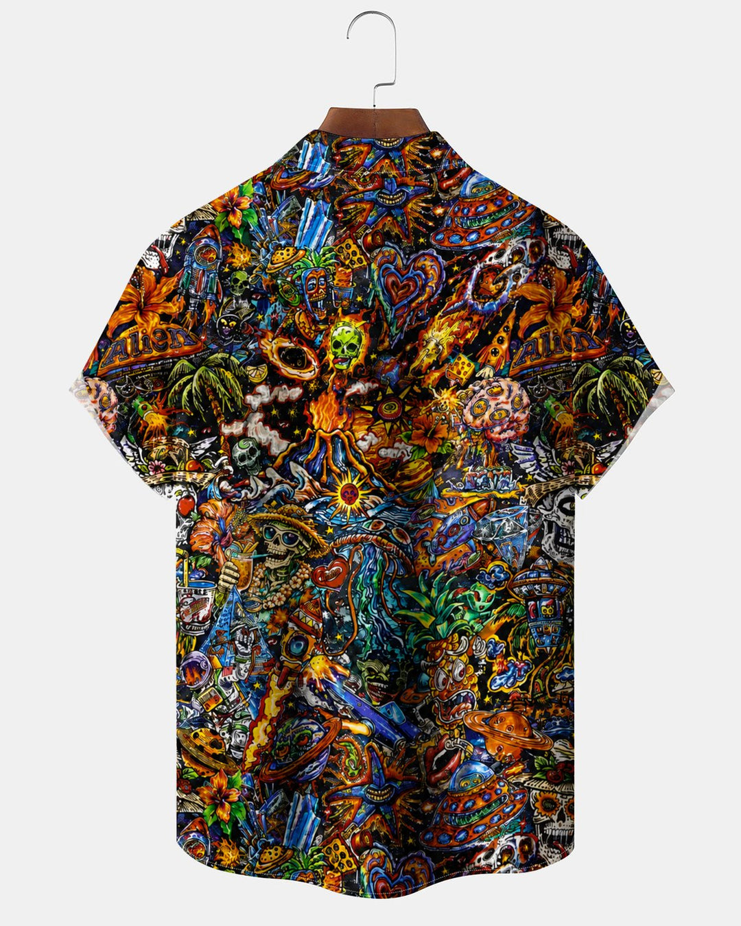 Alohadaddy® Vintage Graffiti Print Art Button-Down Pocket Cardigan-Style Men&