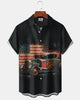 Alohadaddy® Men's Short-Sleeve Button-Down Shirt with Vintage Car Print and Chest Pocket