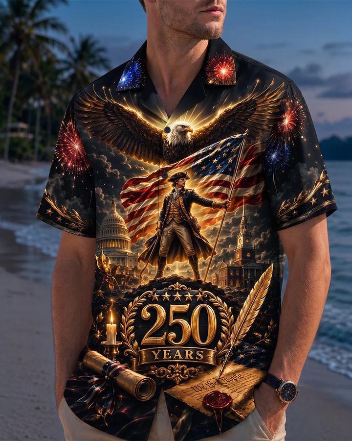 Alohadaddy® Holiday Independence Day Print Art Button Cardigan with Pockets Men&