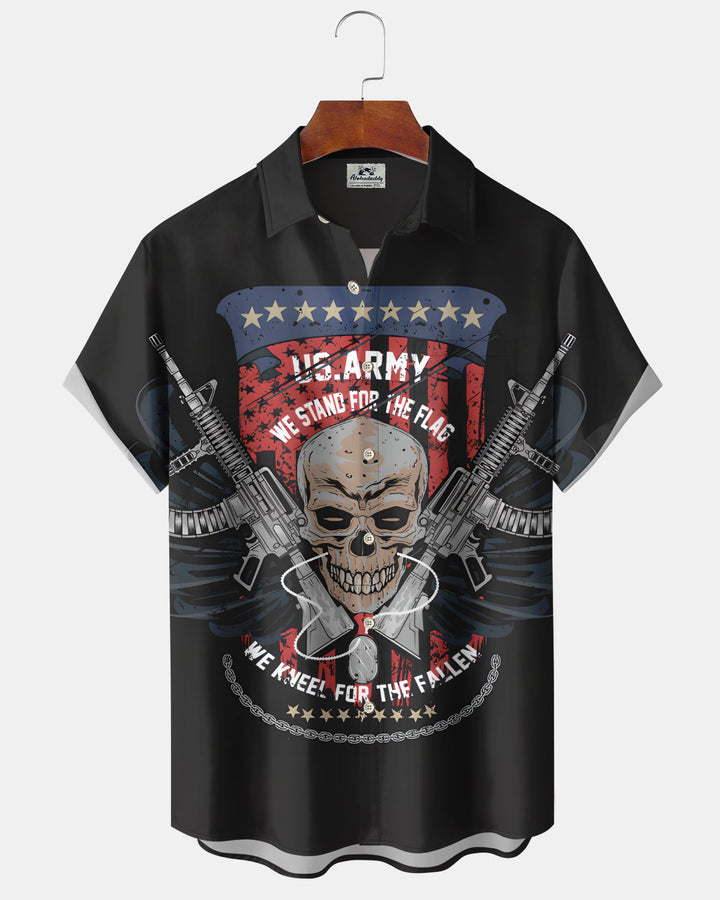 Alohadaddy® Holiday Independence Day Print Art Button Pocket Cardigan Men&