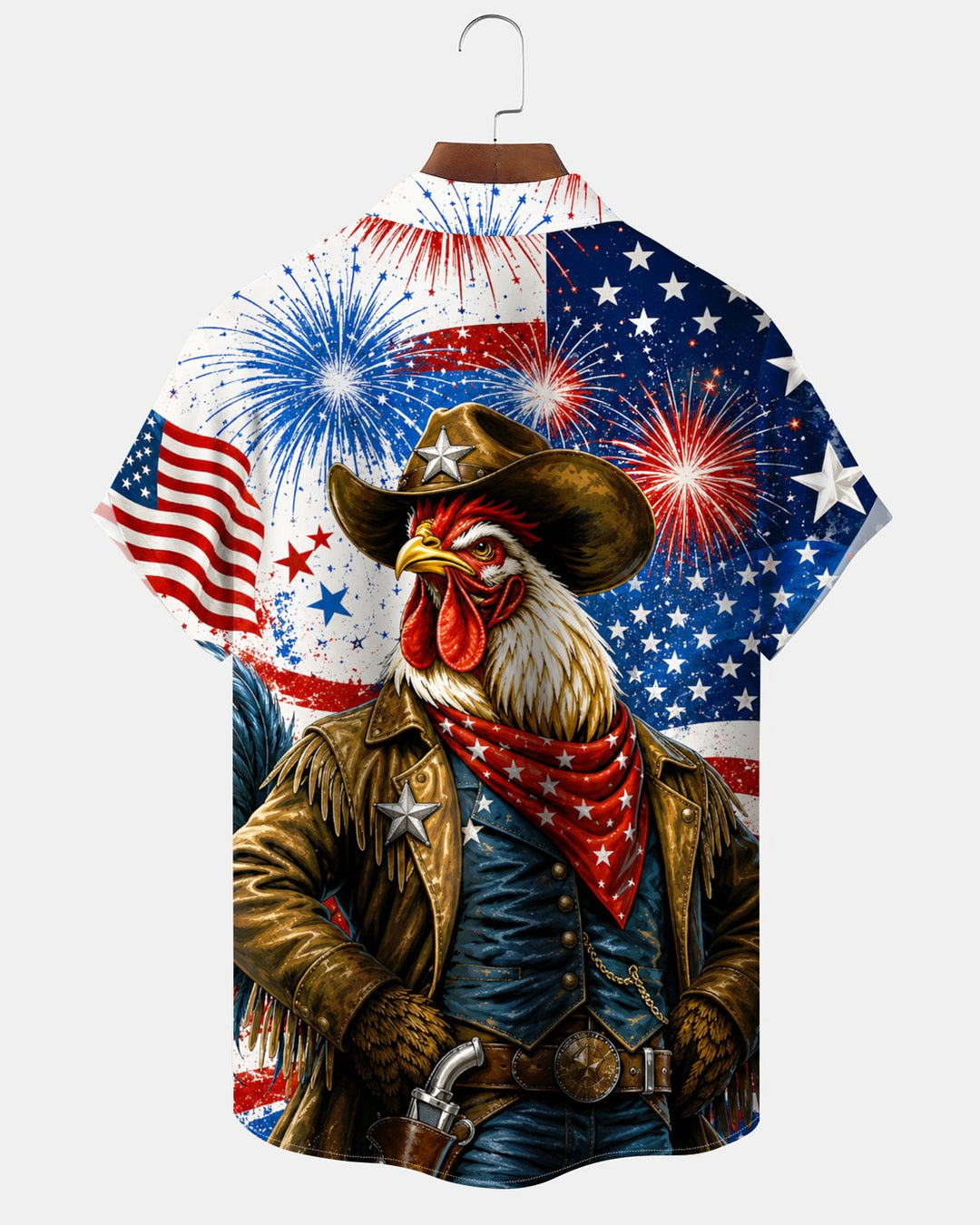 Alohadaddy® Holiday Independence Day Print Art Button Pocket Cardigan Men&