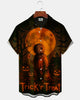 Alohadaddy® Men's Short-Sleeve Button-Down Shirt  Vintage Halloween Graphic Print with Pocket