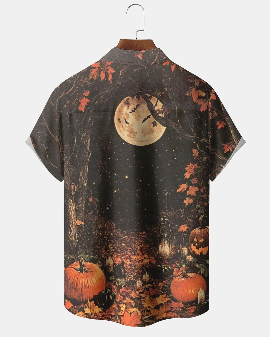 Alohadaddy® Holiday Halloween Print Button-Down Pocket Cardigan-Style Short-Sleeve Men&