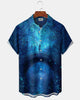 Alohadaddy® Men's Short-Sleeve Button-Down Cardigan Shirt with English Print and Pockets  Vintage Style