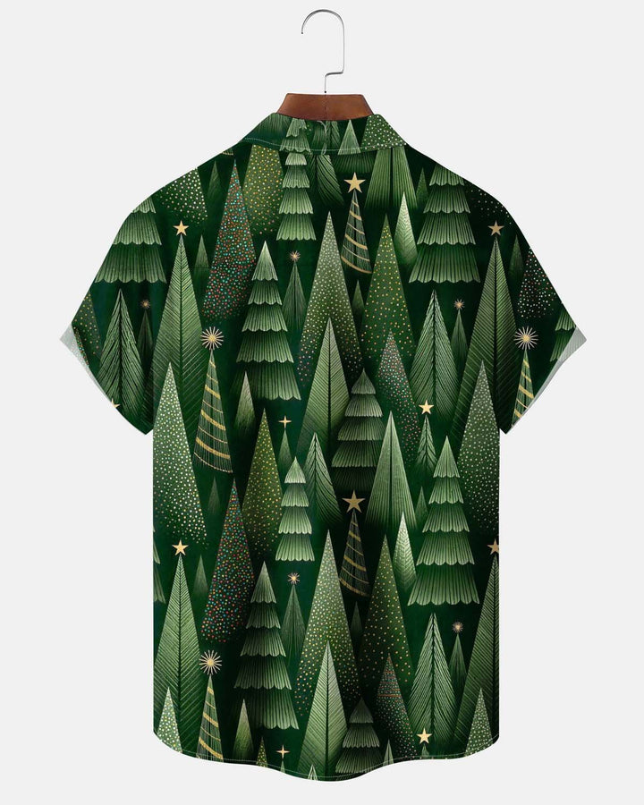 Alohadaddy® Holiday/Christmas Print Button-Down Short-Sleeve Shirt with Pocket for Men