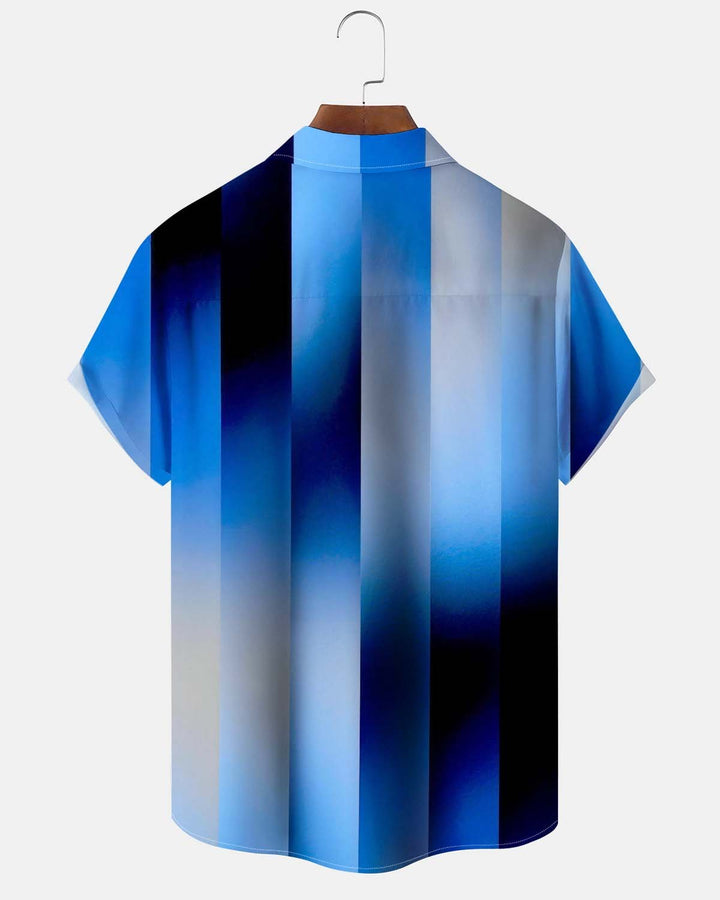 Alohadaddy® Men’s Short-Sleeve Button-Down Shirt  Vintage-Style Gradient-Print with Pocket