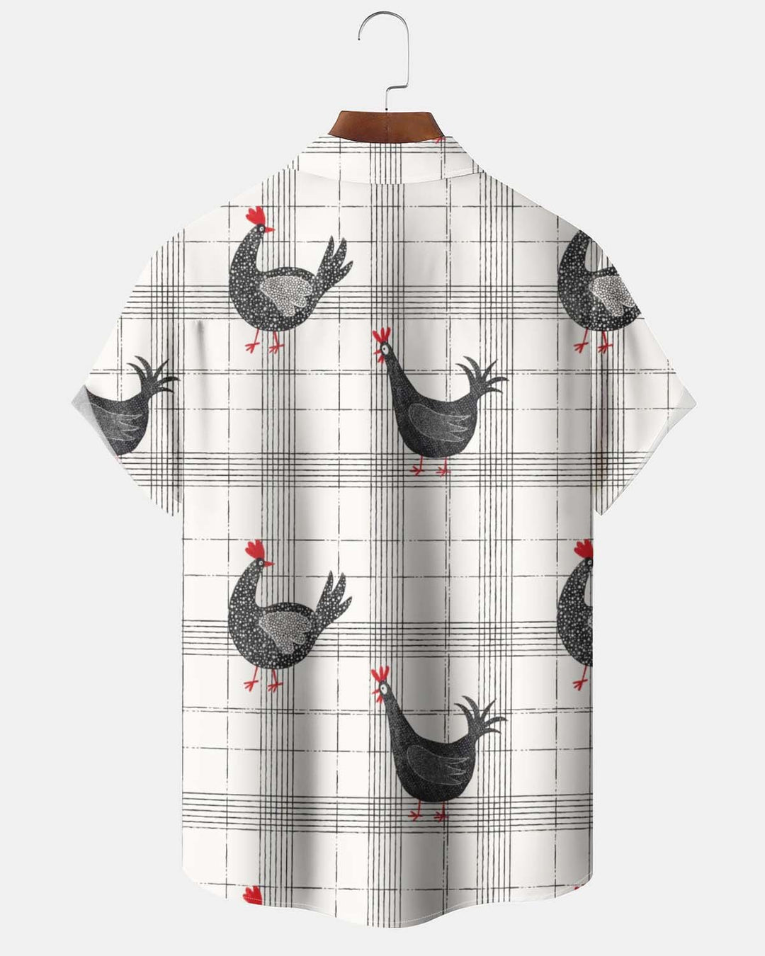 Alohadaddy® Men’s Short-Sleeve Button-Down Shirt  Casual Geometric Rooster Print with Pocket