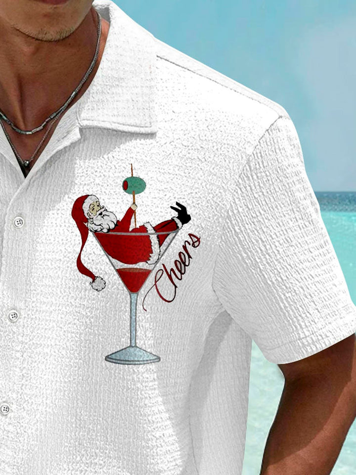 Chemise à manches courtes avec poche boutonnée pour homme Alohadaddy Christmas Santa 3D Digital Print Big &amp;amp; Tall