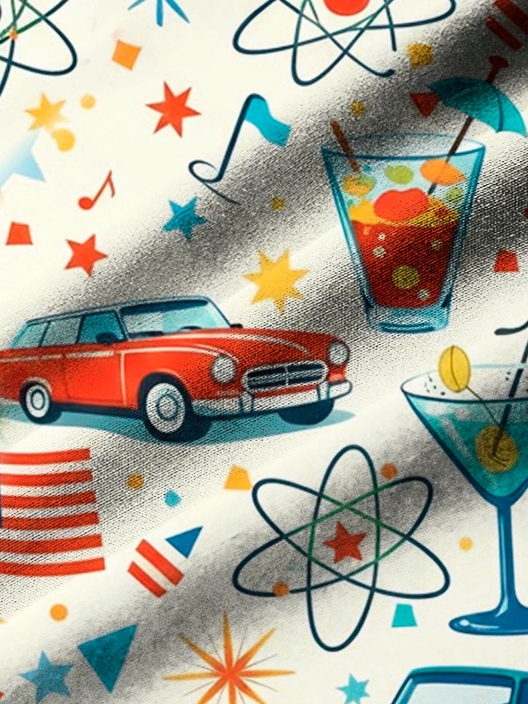 Alohadaddy® Hawaiian Retro Geometric Atomic Car Cocktail Print Men&
