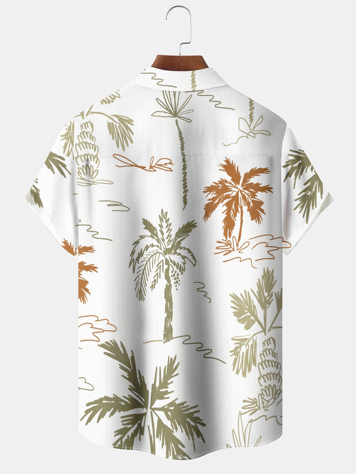 Alohadaddy Casual Hawaiian Palm Tree Button Cardigan Pocket Stretch Bamboo Long Oversized Short Sleeve Shirt