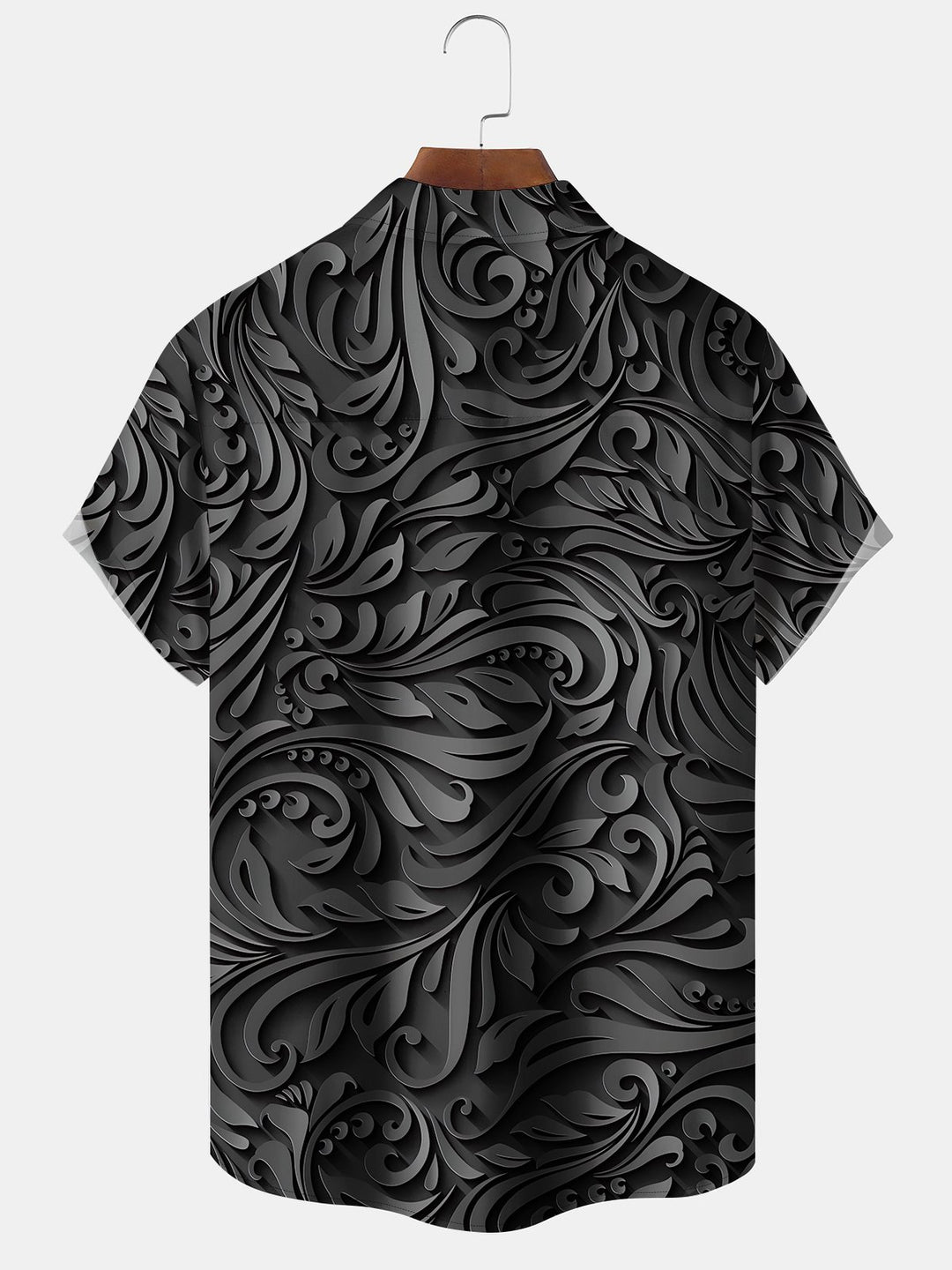 Alohadaddy Casual Collection Plants Dark Pattern Print Art Button Cardigan Pockets Elasticity Long Large Size Short Sleeve Shirt