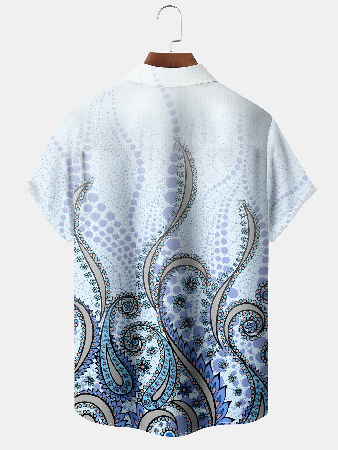 Alohadaddy Casual Collection Hawaii Ombre Paisley Print Art Pocket Cardigan Buttons Polyester Stretch Short Sleeve Shirt