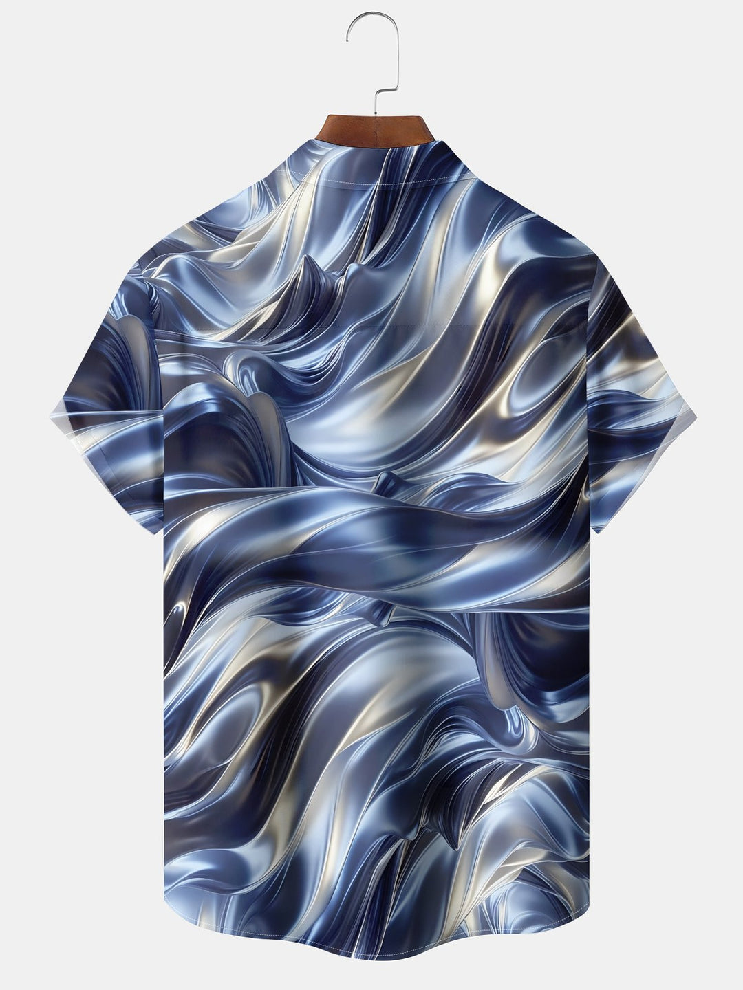 Alohadaddy® Casual Abstract Texture Gradient Art Print Chest Pocket Moisture Wicking Large Size Long Hawaiian Shirt