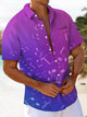 Alohadaddy® Vintage Gradient Music Notes Print Art Pockets Moisture Wicking Oversized Stretch Shirt