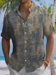 Alohadaddy® Vintage Abstract Texture Art Print Pocket Stretch Big & Tall Men's Short Sleeve Shirt