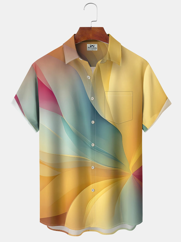 Alohadaddy® Vintage Abstract Moisture Wicking Chest Pocket Stretch Men&