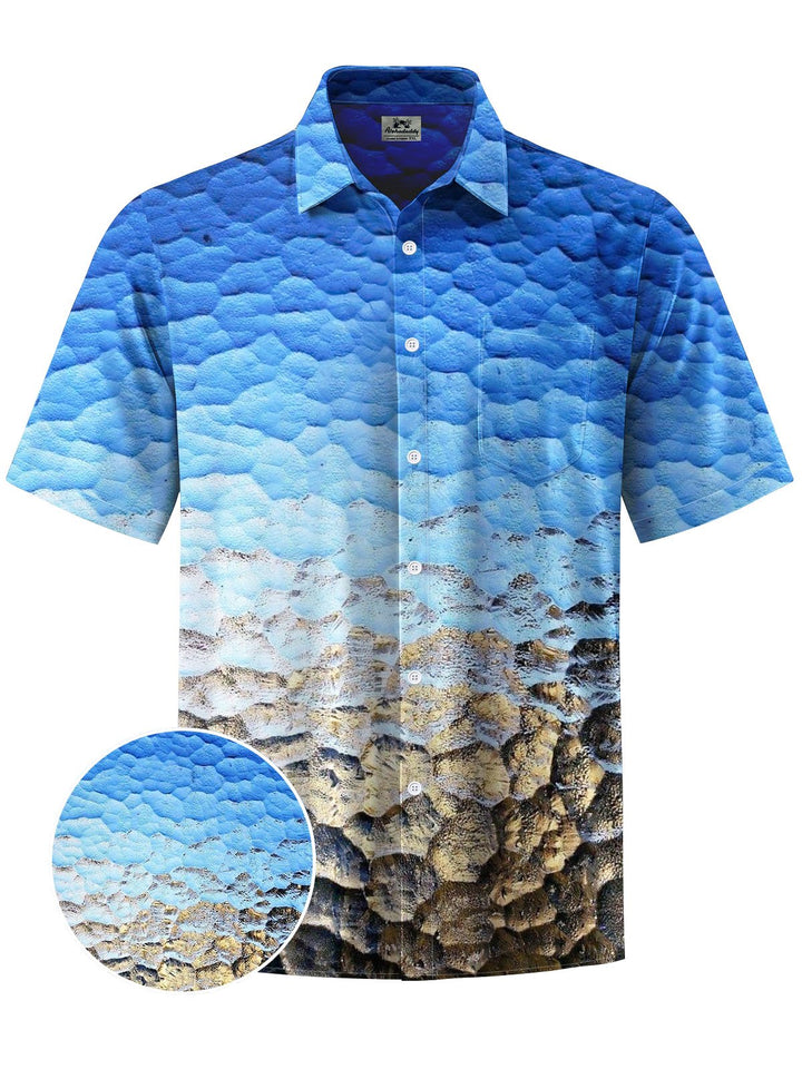 Alohadaddy® Casual Geometric Gradient Print Chest Pocket Men&