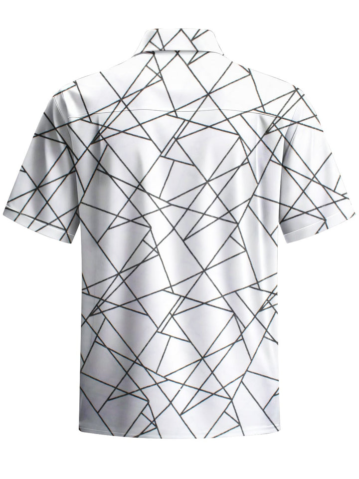 Alohadaddy® Casual Geometric Art Print Chest Pocket Mens Short Sleeve Shirt Big &amp; Tall
