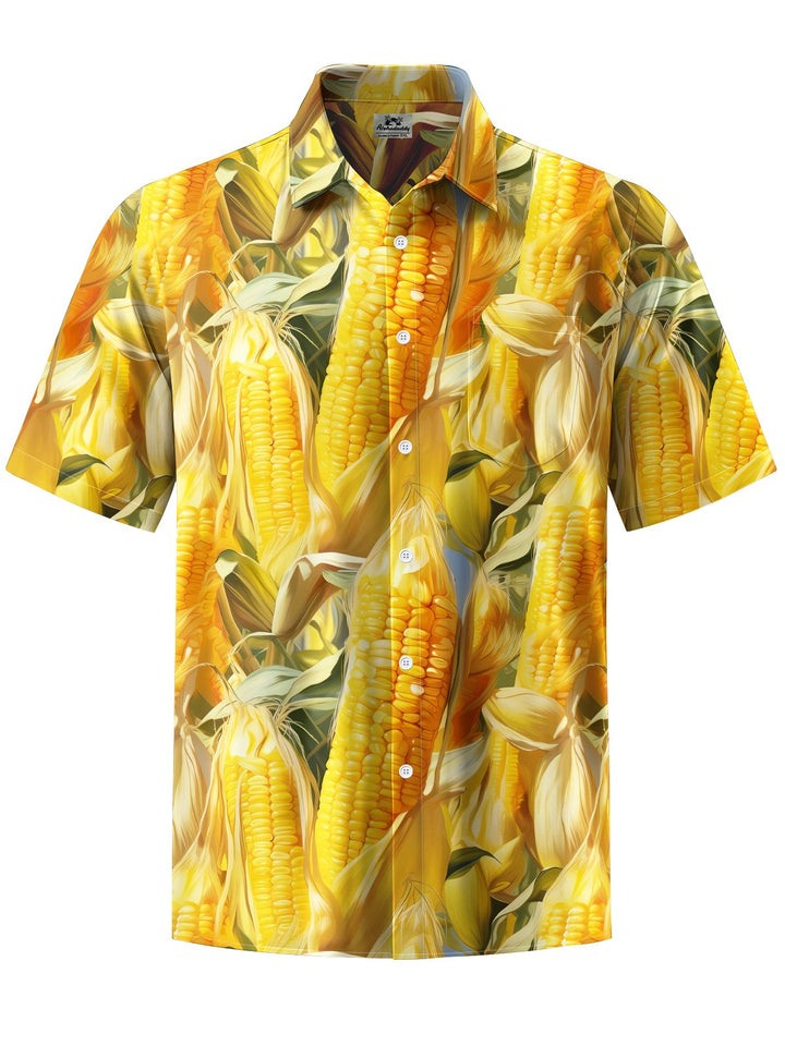 Alohadaddy® Casual Corn Art Print Chest Pocket Men&