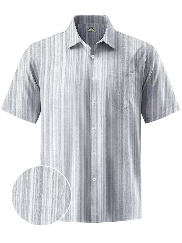 Alohadaddy® Casual Stripe Art Print Chest Pocket Men&