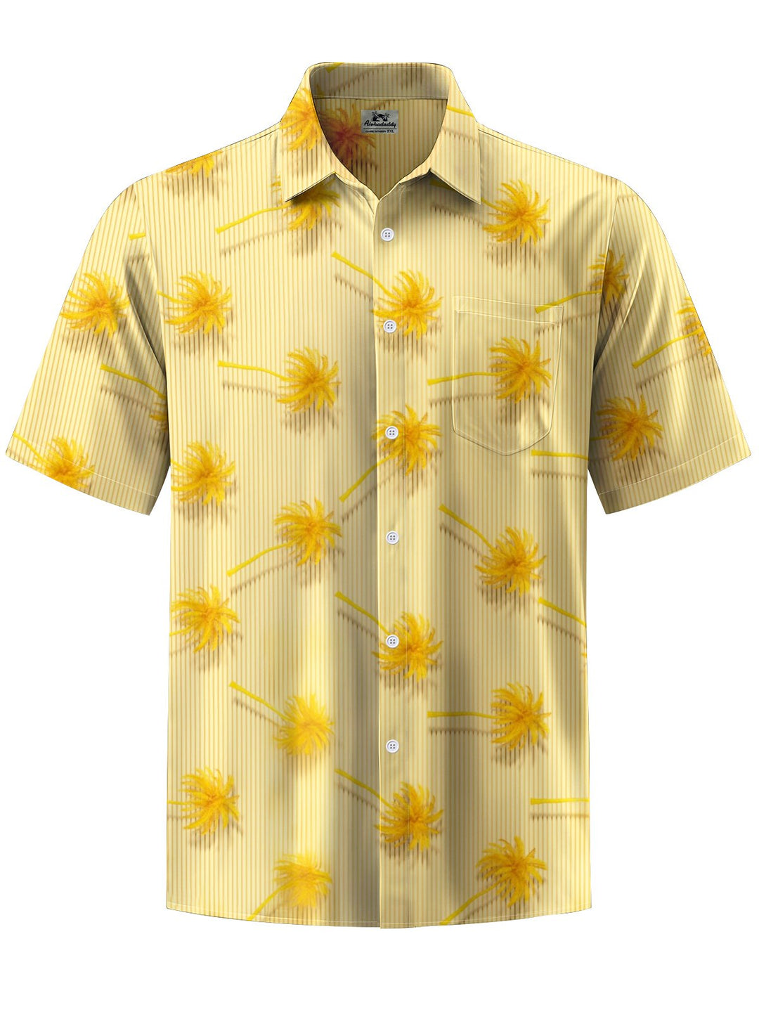 Alohadaddy® Hawaii Palm Tree Art Print Chest Pocket Mens Short Sleeve Shirt Big &amp; Tall