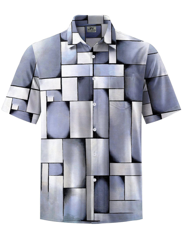 Alohadaddy® Vintage Geometric Art Print Chest Pocket Men&