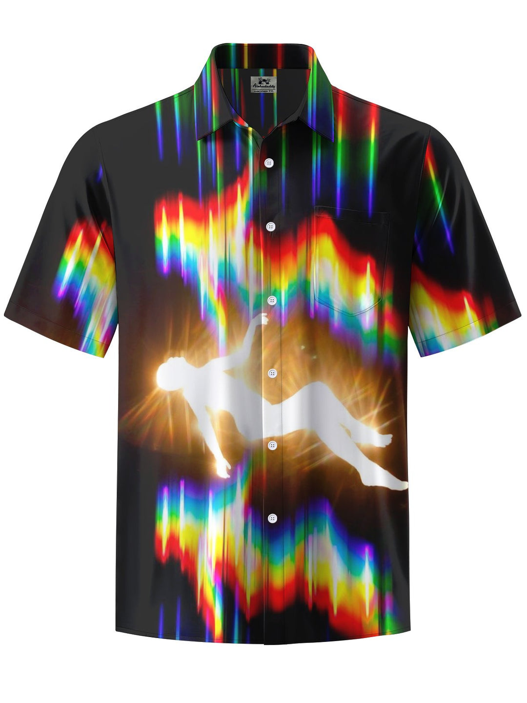 Alohadaddy® Casual Abstract Portrait Art Print Chest Pocket Stretch Men&