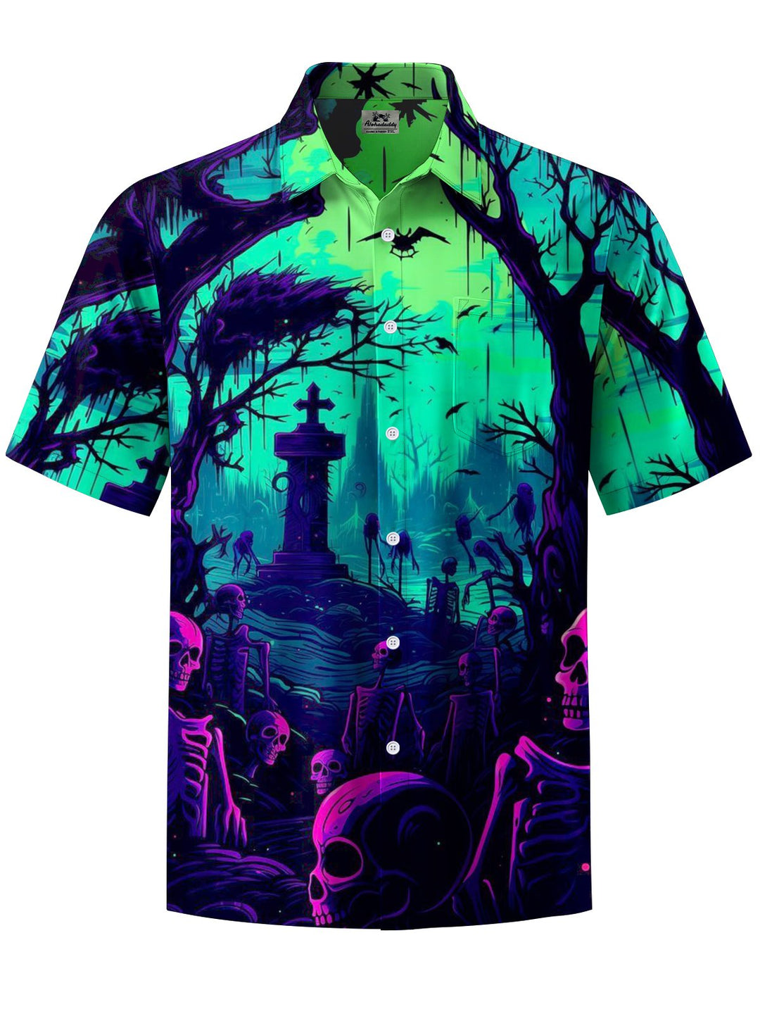 Alohadaddy® Halloween Skull Art Print Chest Pocket Men&
