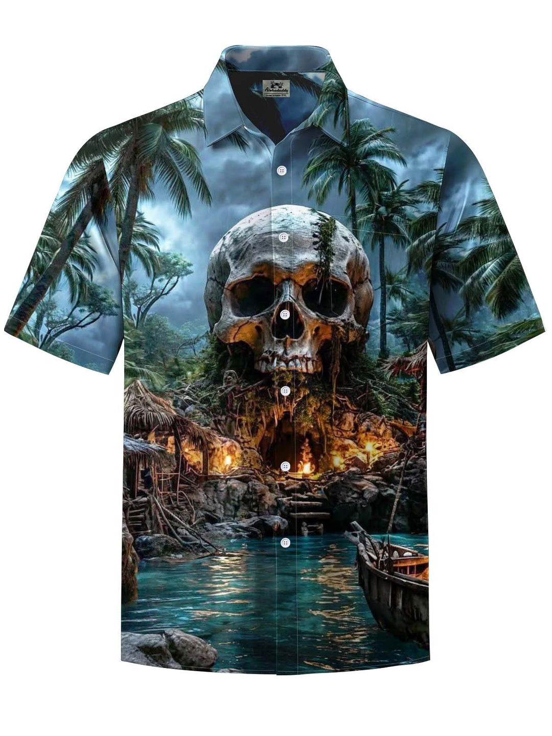 Alohadaddy® Hawaiian Skull Island Print Art Pocket Elastic Men&