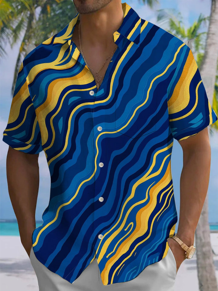 Alohadaddy® Casual Stripes Abstract Print Pocket Stretch Men&