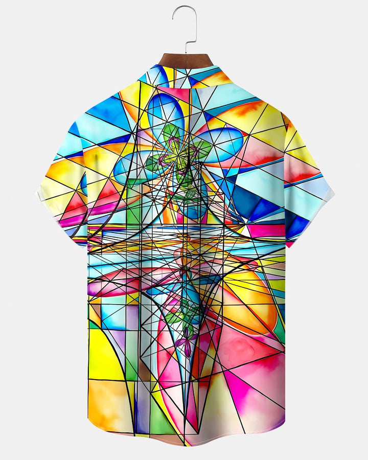 Alohadaddy® Casual Abstract Geometric Print Pocket Elastic Button Men&