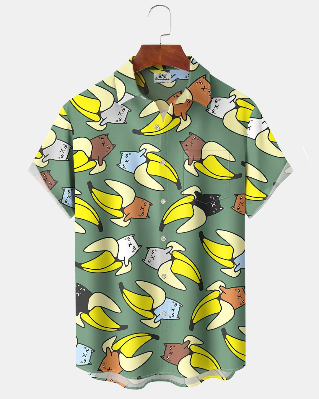 Alohadaddy® Casual Fun Cartoon Banana Cat Printed Pocket Elastic Button Men&
