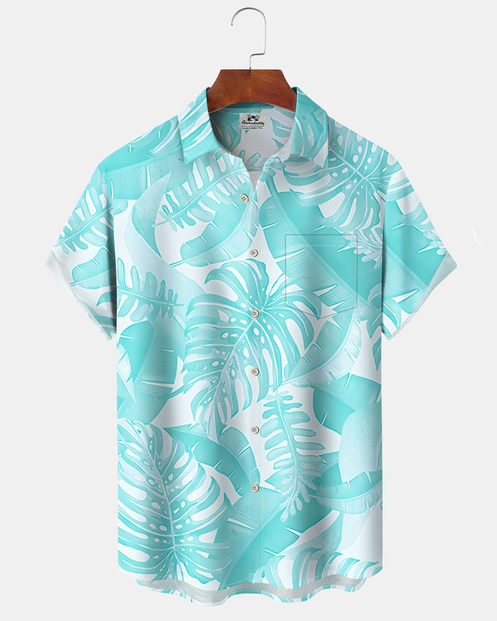 Alohadaddy® Casual Leaf Print Artistic Button Pocket Cardigan Men&