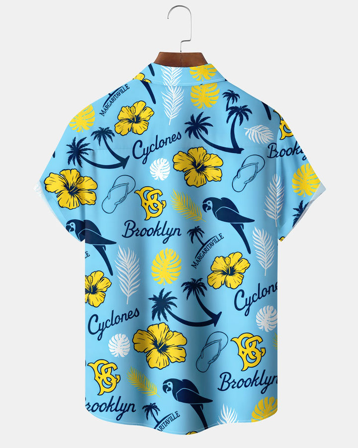 Alohadaddy® Hawaiian Parrot Print Art Button Pocket Cardigan Men&