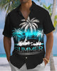 Alohadaddy® Men's Short-Sleeve Button-Down Shirt with Palm Tree Print and Chest Pocket