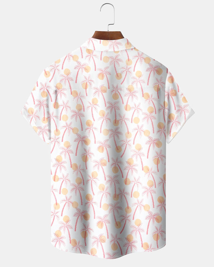 Alohadaddy® Hawaiian Palm Tree Print Art Button Pocket Cardigan Men&