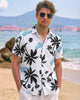 Alohadaddy® Men's Short-Sleeve Button-Down Shirt with Palm Tree Print and Chest Pocket