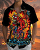 Alohadaddy® Men's Short-Sleeve Button-Down Shirt Vintage Graffiti Dragon Print with Pocket