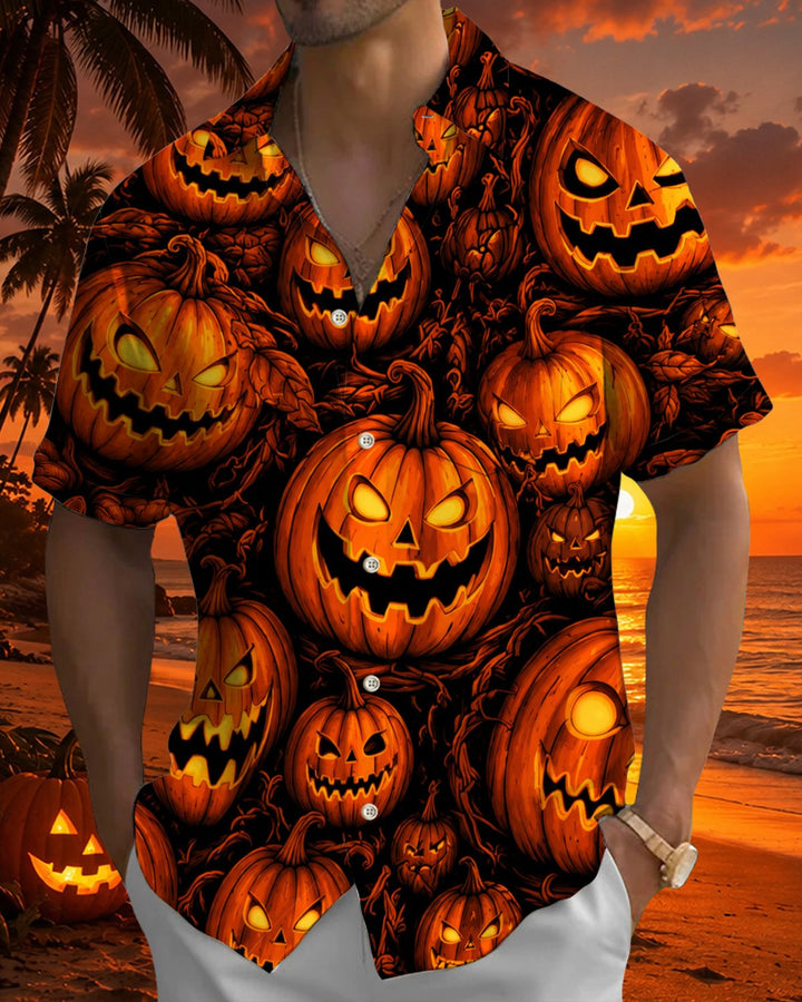 Alohadaddy® Holiday Halloween Graphic Print Button-Down Pocket Cardigan-Style Men&