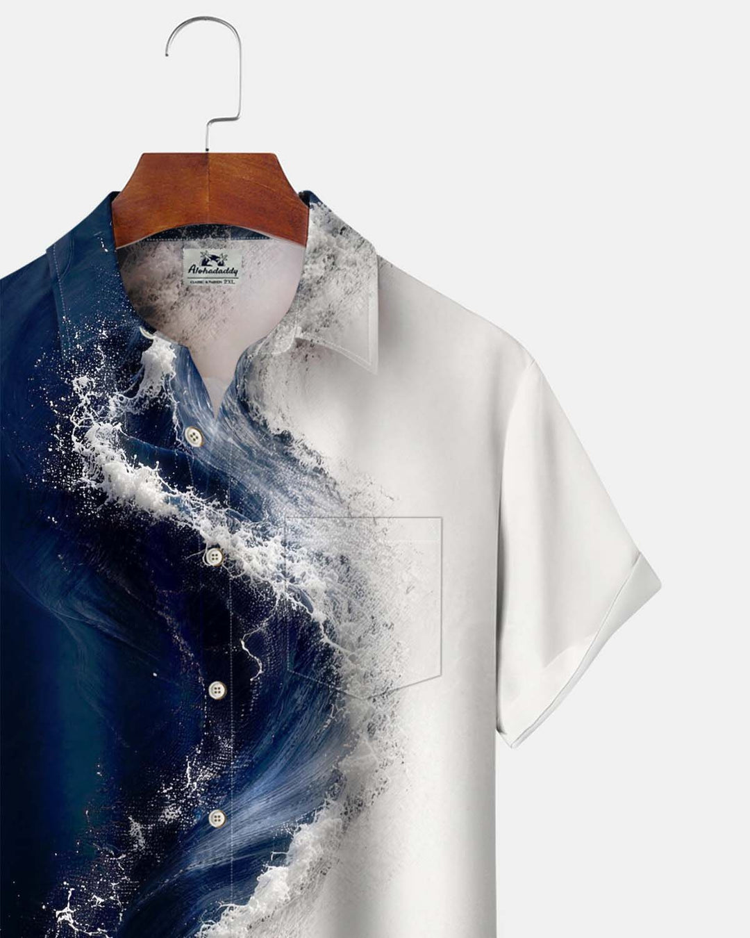 Alohadaddy® Men’s Short-Sleeve Button-Down Shirt  Hawaiian Ocean-Themed Graphic Print with Pocket