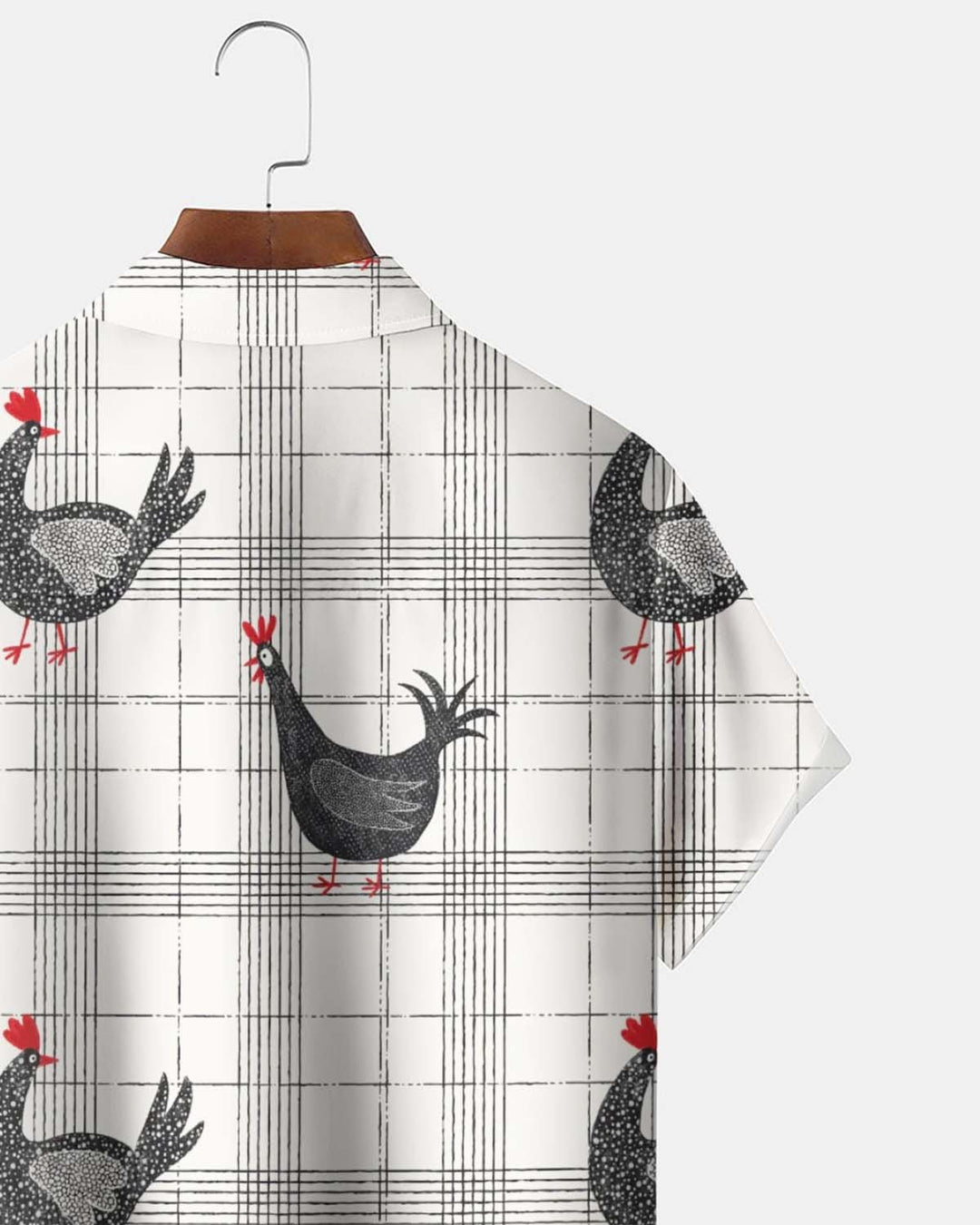 Alohadaddy® Men’s Short-Sleeve Button-Down Shirt  Casual Geometric Rooster Print with Pocket