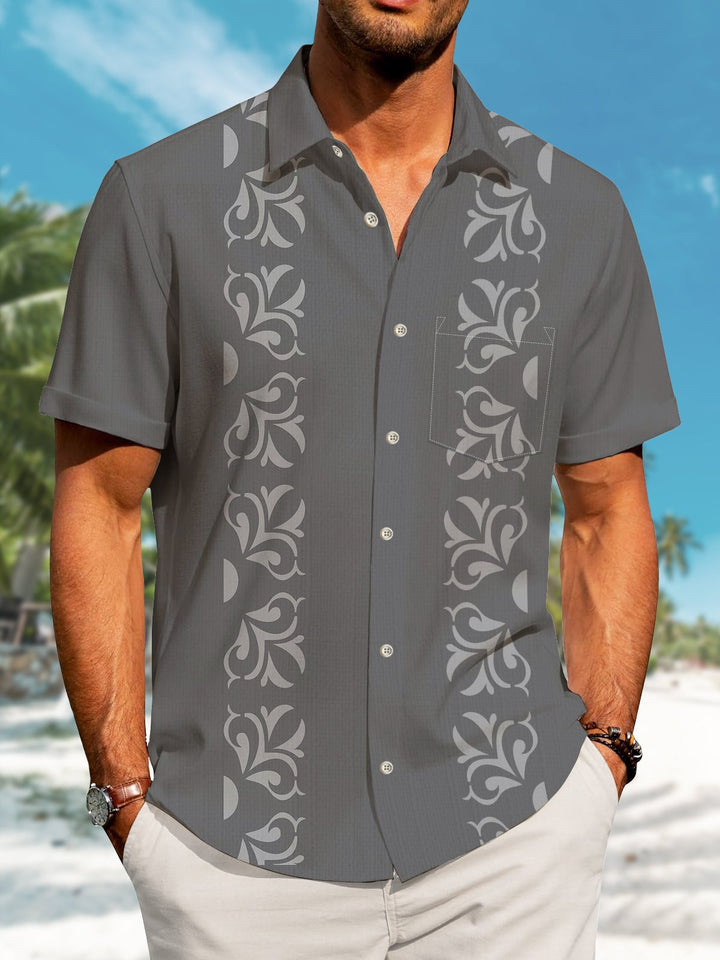 Alohadaddy Casual Flowers Stripes Print Art Button Cardigan Pockets Stretch Oversized Long Short Sleeve Shirt