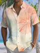 Alohadaddy Casual Daily Flowers Smudge Gradient Print Art Polyester Pocket Cardigan Stretch Long Large Size Short Sleeve Shirt