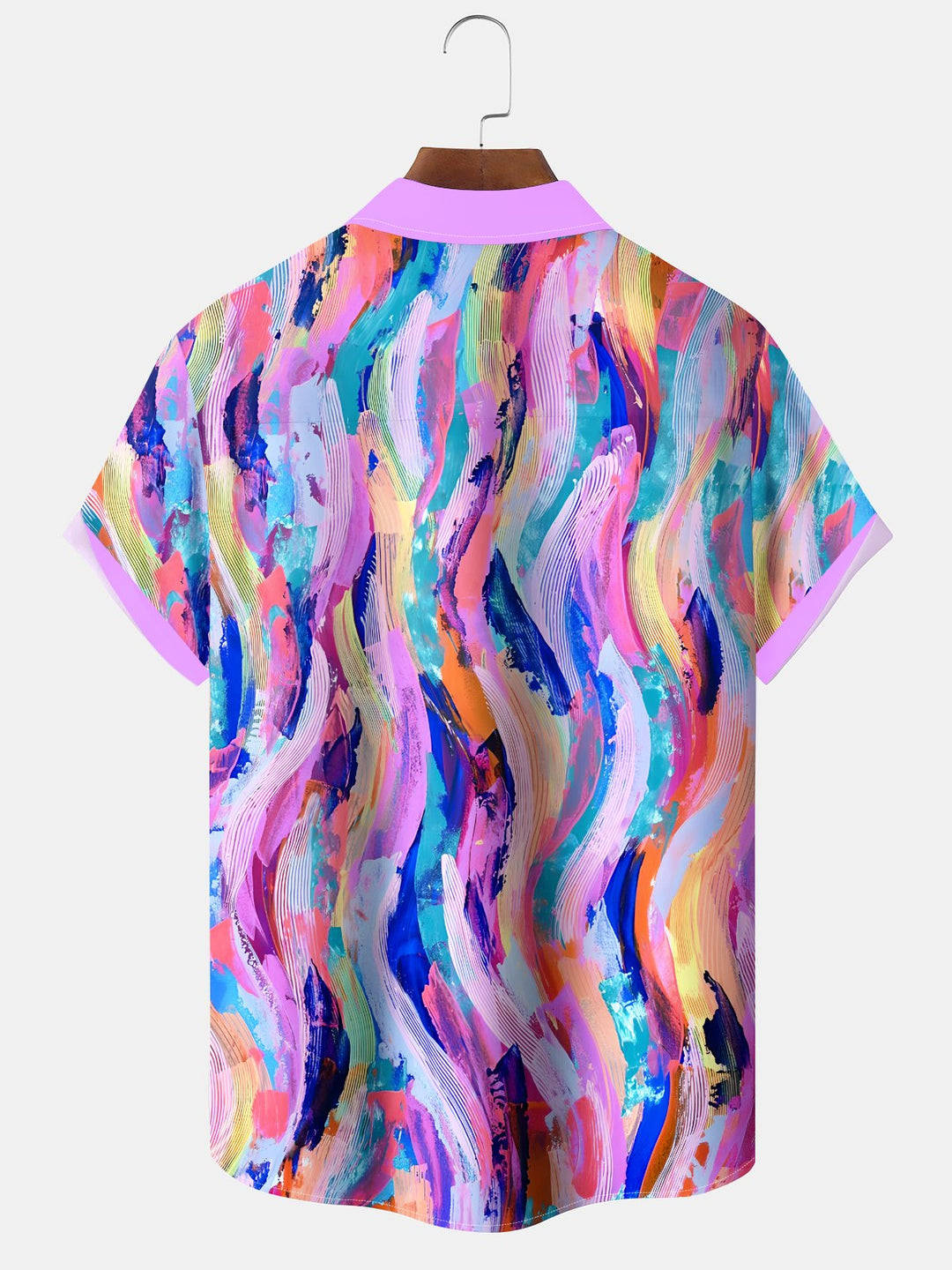 Alohadaddy® Casual Colorblock Abstract Graffiti Art Print Chest Pocket Moisture Wicking Oversized Hawaiian Shirt